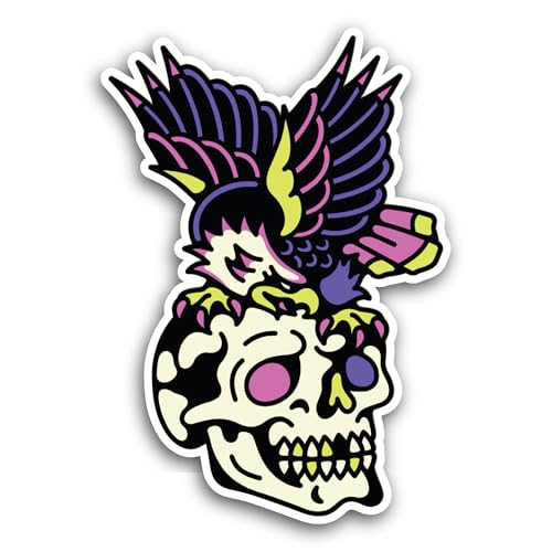 2 (Pieces) 3" and 5" Skull with Wings Sticker, Waterproof Vinyl Decals for Many Purpose Like Cars, T