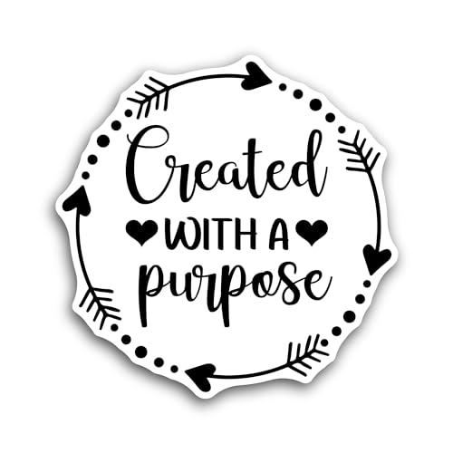 2 (Pieces) 3" and 5" Created with A Purpose Text Sticker, Waterproof Vinyl Decals for Many Purpose L