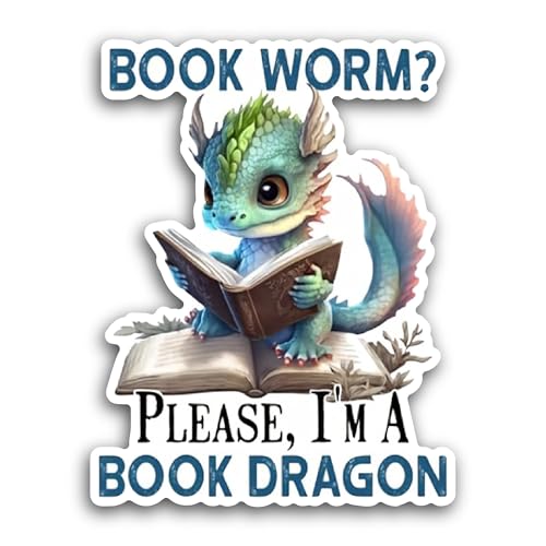 2 (Pieces) 3" and 5" Book Worm Sticker, Waterproof Vinyl Decals for Many Purpose Like Cars, Trucks, 