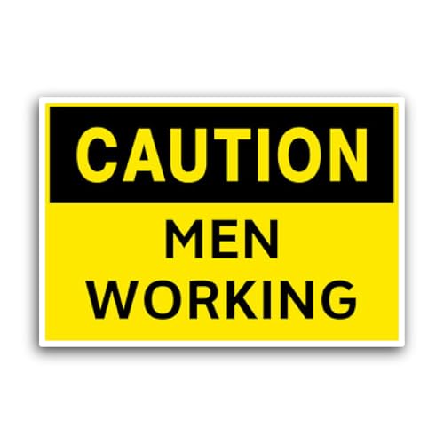 2 (Pieces) 3" and 5" Caution: Men Working Sticker, Waterproof Vinyl Decals for Many Purpose Like Car
