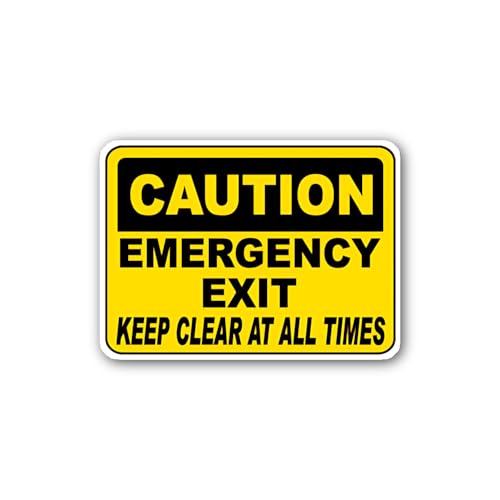 2 (Pieces) 3" and 5" Emergency Exit Keep Clear Sign Sticker, Waterproof Vinyl Decals for Many Purpos