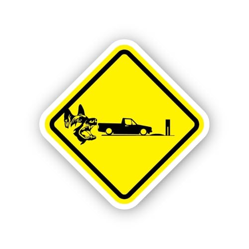 2 (Pieces) 3" and 5" Aggressive Dog Chasing Truck Warning Sign Sticker, Waterproof Vinyl Decals for 