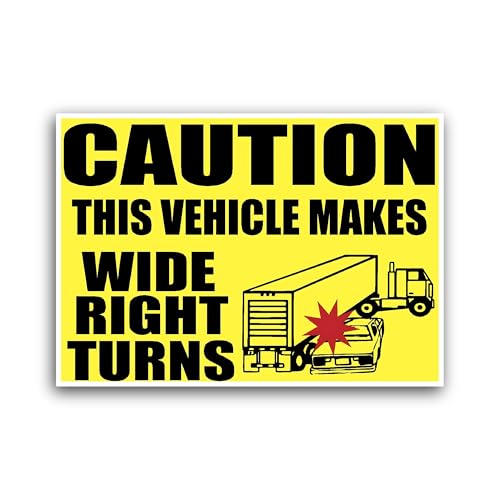 2 (Pieces) 3" and 5" Caution This Vehicle Makes Sticker, Waterproof Vinyl Decals for Many Purpose Li