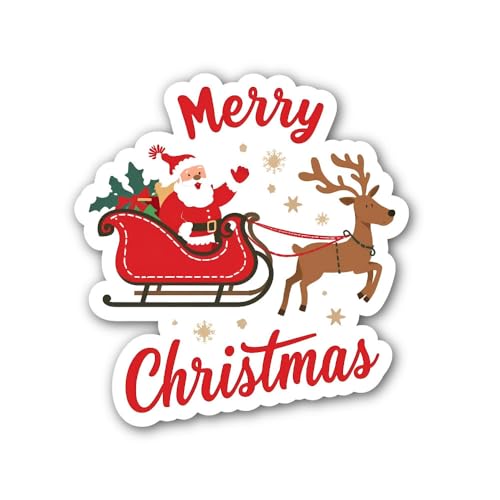 2 (Pieces) 3" and 5" Santa Claus Merry Christmas Sign Sticker, Waterproof Vinyl Decals for Many Purp