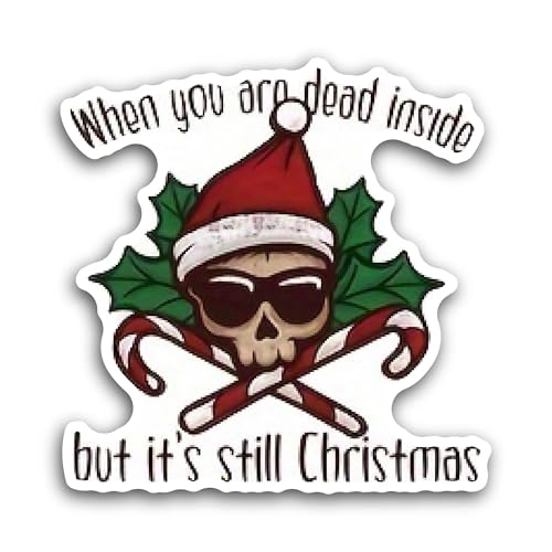 2 (Pieces) 3" and 5" Skull Santa Sticker, Waterproof Vinyl Decals for Many Purpose Like Cars, Trucks