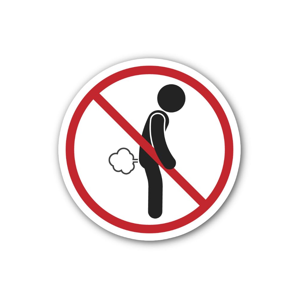 2 (Pieces) 3" and 5" No Farting Sign Sticker, Waterproof Vinyl Decals for Many Purpose Like Cars, Tr