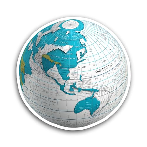 2 (Pieces) 3" and 5" Globe Sticker, Waterproof Vinyl Decals for Many Purpose Like Cars, Trucks, Lapt