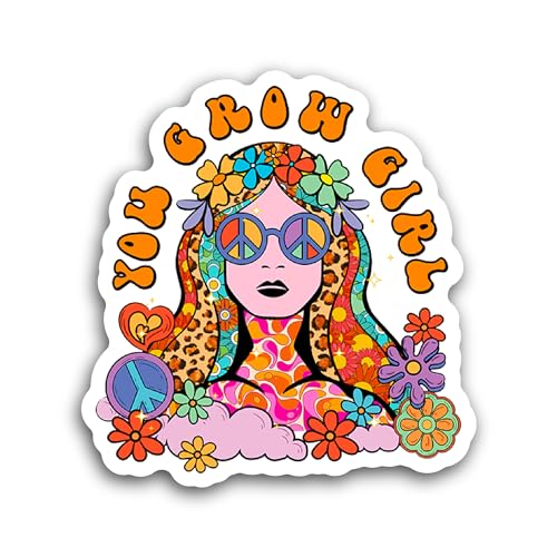 2 (Pieces) 3" and 5" You Grow Girl Sticker, Waterproof Vinyl Decals for Many Purpose Like Cars, Truc