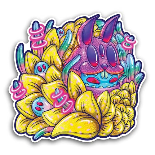 2 (Pieces) 3" and 5" Colorful Smiling Monster Sticker, Waterproof Vinyl Decals for Many Purpose Like