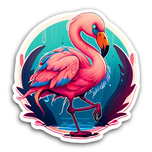 2 (Pieces) 3" and 5" Colorful Flamingo Sticker, Waterproof Vinyl Decals for Many Purpose Like Cars, 