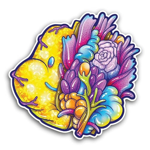 2 (Pieces) 3" and 5" Colorful Mushroom Fungi Sticker, Waterproof Vinyl Decals for Many Purpose Like 
