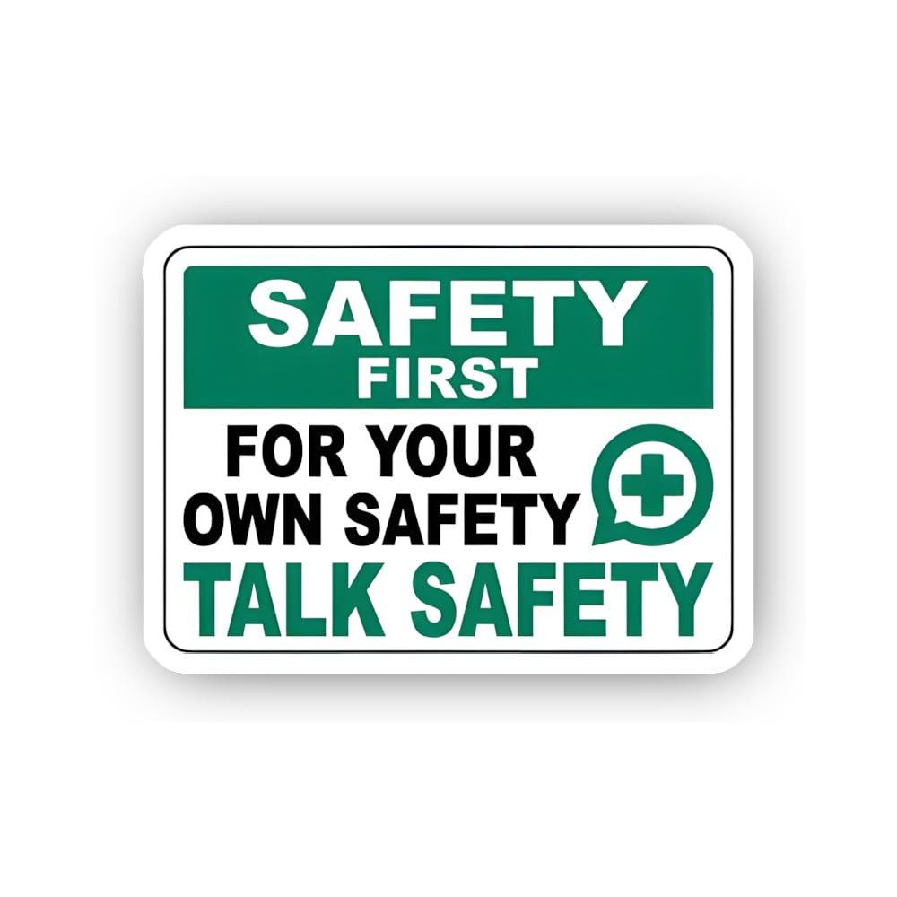2 (Pieces) 3" and 5" Safety First: Talk Safety for Your Own Safety Sticker, Waterproof Vinyl Decals 