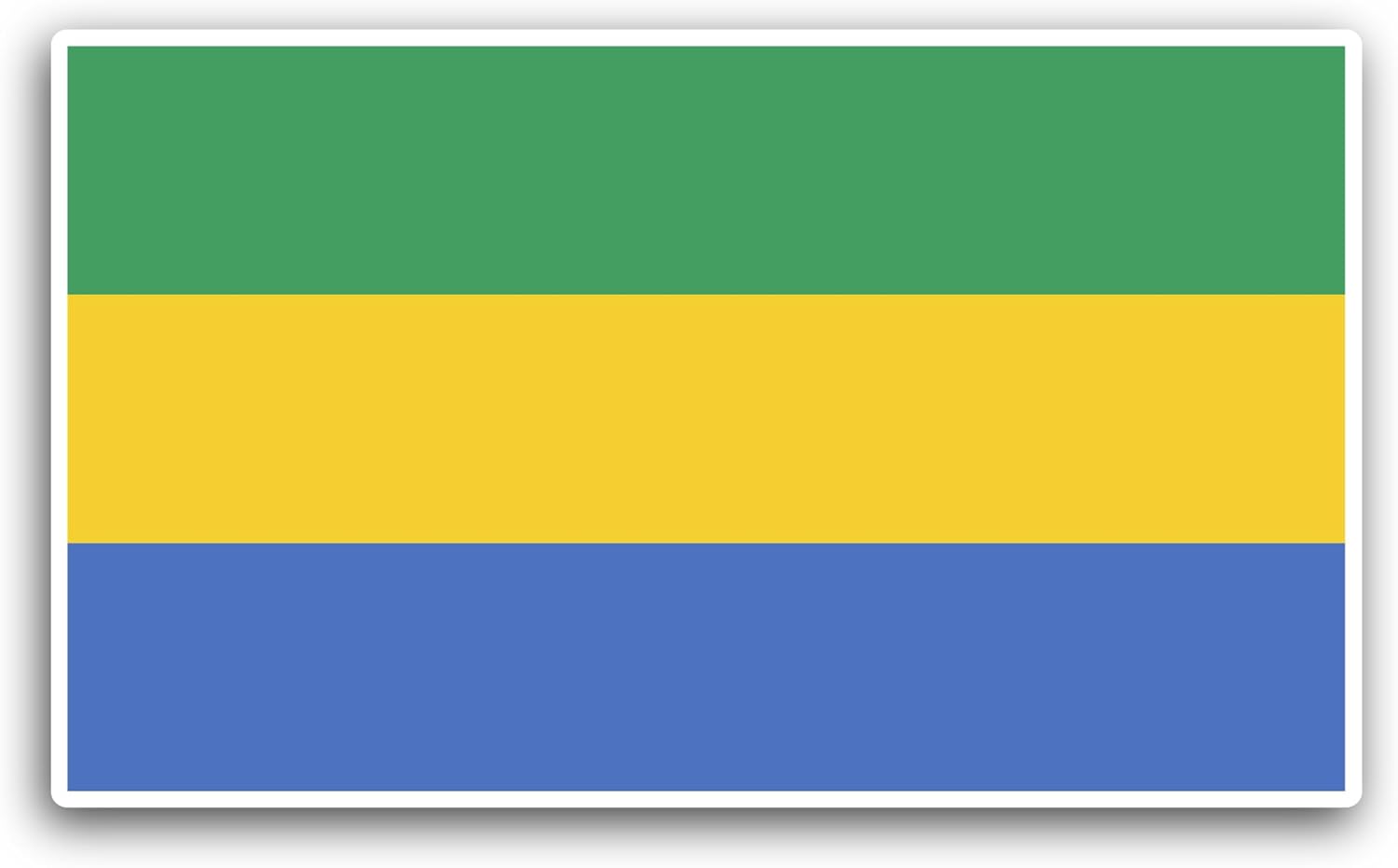 2 (Pieces) 3" and 5" Gabon Flag Sticker, Waterproof Vinyl Decals for Many Purpose Like Cars, Trucks, Laptops, Phones, Windows and More