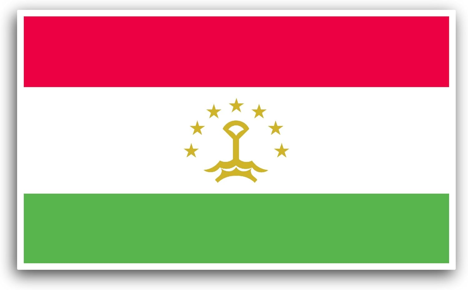 2 (Pieces) 3" and 5" Tajikistan Flag Sticker, Waterproof Vinyl Decals for Many Purpose Like Cars, Trucks, Laptops, Phones, Windows and More