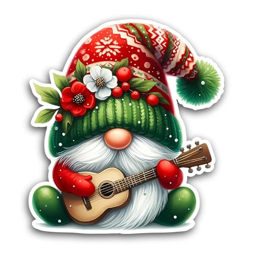 2 (Pieces) 3" and 5" Cute Christmas Gnome Cartoon Sticker, Waterproof Vinyl Decals for Many Purpose 