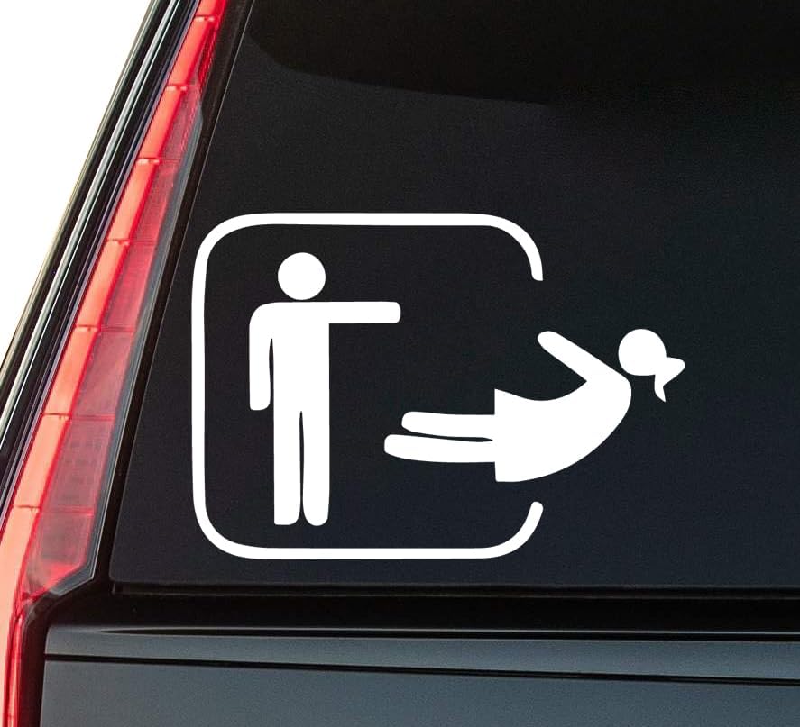 Men Women Window Vinyl Decal Sticker 6" (White), Waterproof Vinyl Decals for Many Purpose Like Cars, Trucks, Laptops, Phones, Windows and More