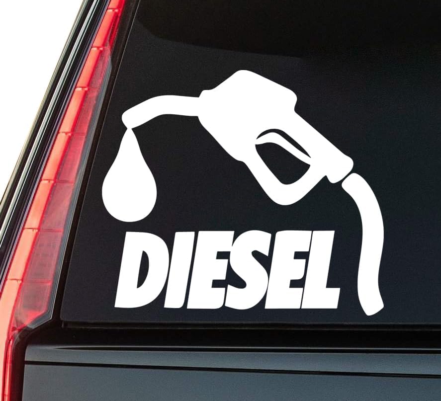Diesel Fuel Window Vinyl Decal Sticker 6" (White), Waterproof Vinyl Decals for Many Purpose Like Cars, Trucks, Laptops, Phones, Windows and More