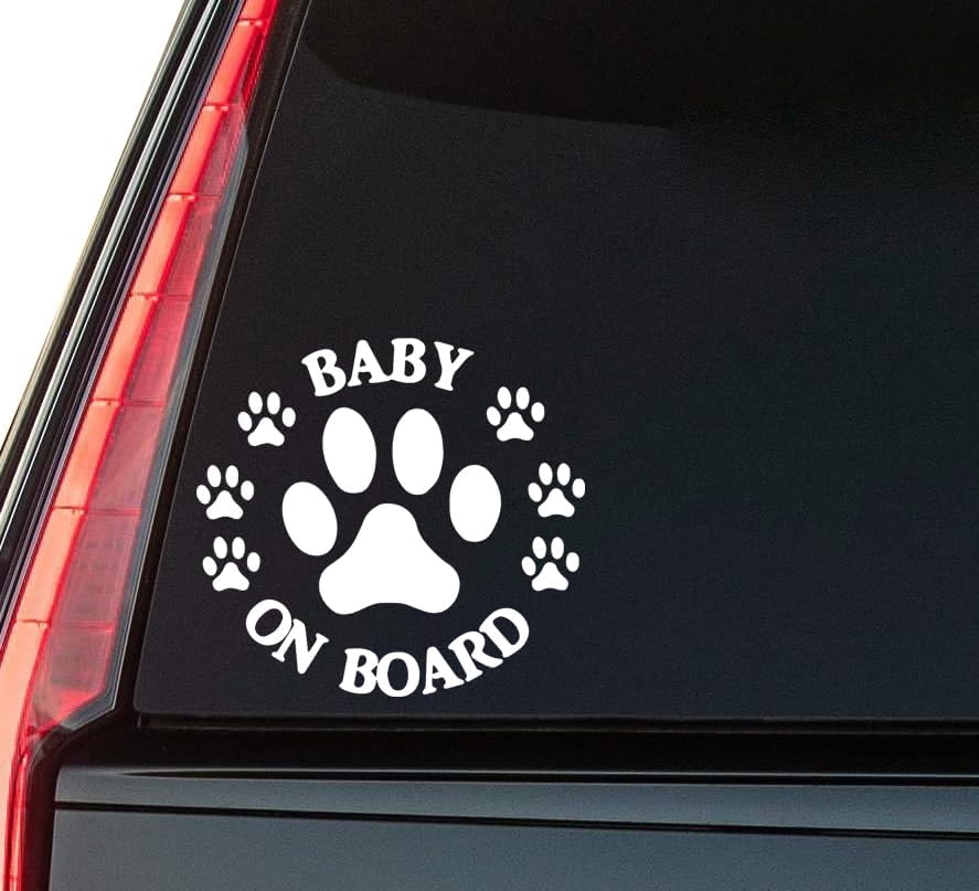 Baby on Board Window Vinyl Decal Sticker 6" (White), Waterproof Vinyl Decals for Many Purpose Like Cars, Trucks, Laptops, Phones, Windows and More