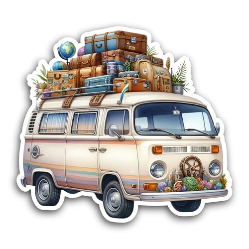 2 (Pieces) 3" and 5" Traveling Van Sticker, Waterproof Vinyl Decals for Many Purpose Like Cars, Truc