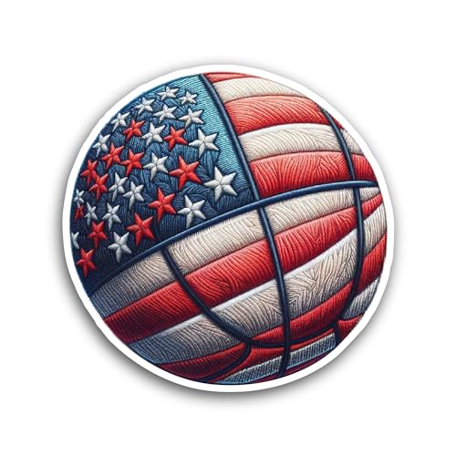 2 (Pieces) 3" and 5" Basketball Amarican Flag Sticker, Waterproof Vinyl Decals for Many Purpose Like