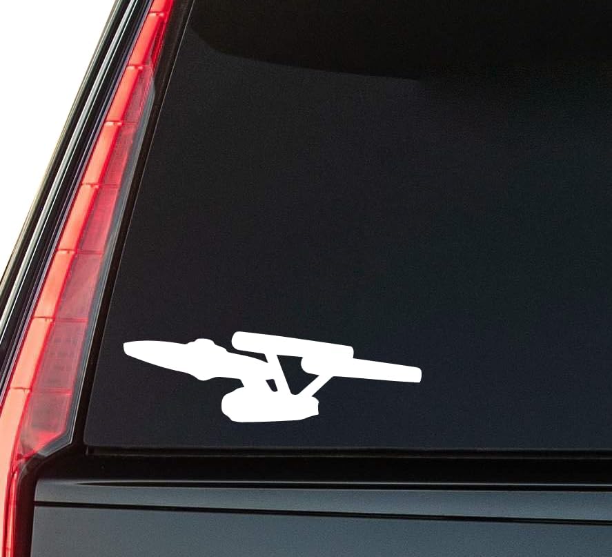 Star Trek Window Vinyl Decal Sticker 6" (White), Waterproof Vinyl Decals for Many Purpose Like Cars, Trucks, Laptops, Phones, Windows and More