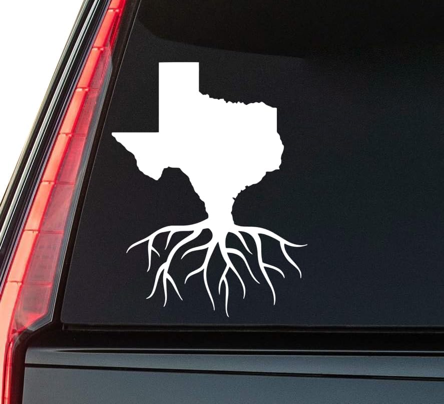 Texas Roots Window Vinyl Decal Sticker 6" (White), Waterproof Vinyl Decals for Many Purpose Like Cars, Trucks, Laptops, Phones, Windows and More