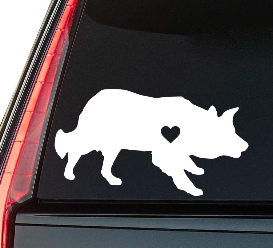 Boxer Dog Heart Window Vinyl Decal Sticker 6" (White), Waterproof Vinyl Decals for Many Purpose Like Cars, Trucks, Laptops, Phones, Windows and More