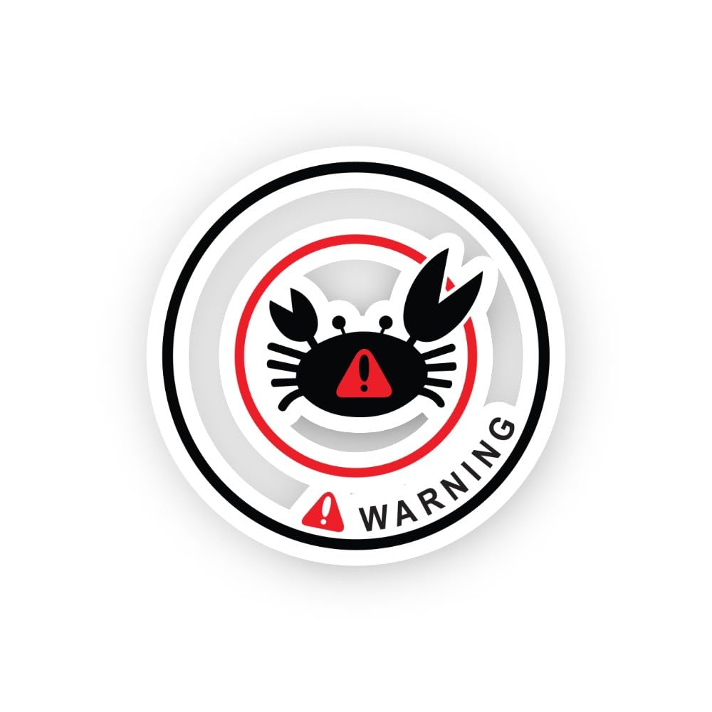 2 (Pieces) 3" and 5" Warning Crab Sticker, Waterproof Vinyl Decals for Many Purpose Like Cars, Truck