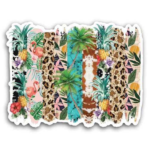 2 (Pieces) 3" and 5" Tropical Pattern Sticker, Waterproof Vinyl Decals for Many Purpose Like Cars, T