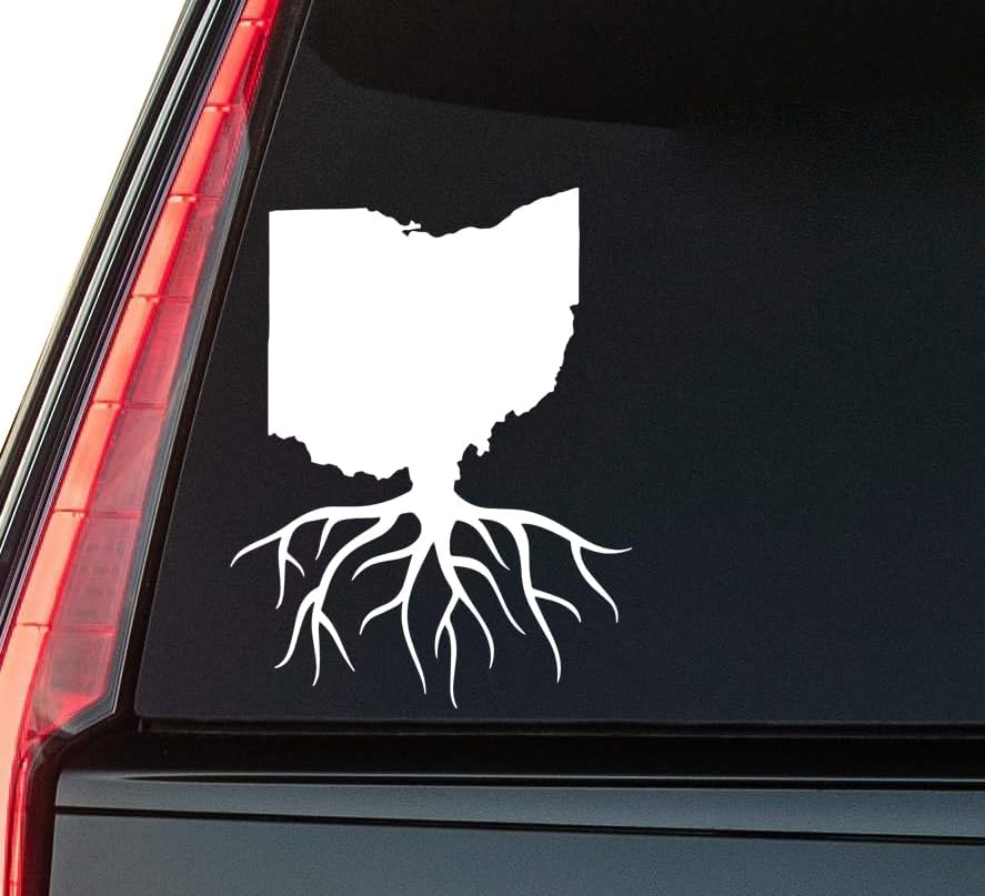 Ohio Roots Window Vinyl Decal Sticker 6" (White), Waterproof Vinyl Decals for Many Purpose Like Cars, Trucks, Laptops, Phones, Windows and More