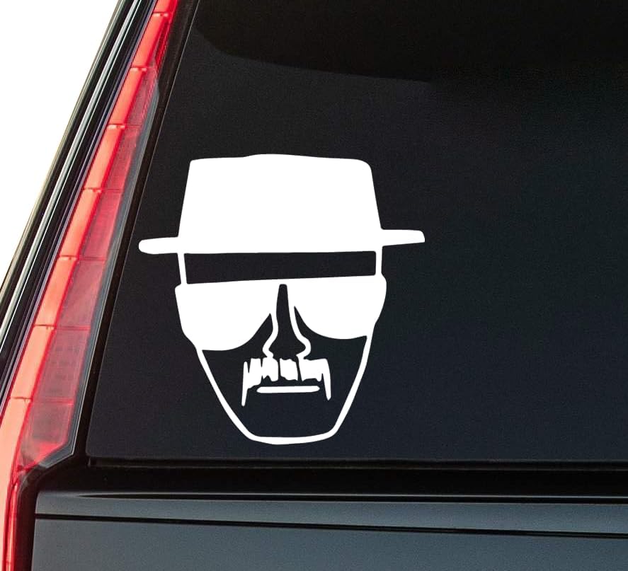 Heisenberg Sketch Window Vinyl Decal Sticker 6" (White), Waterproof Vinyl Decals for Many Purpose Like Cars, Trucks, Laptops, Phones, Windows and More