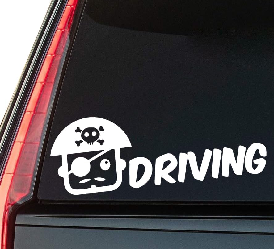 Driving Window Vinyl Decal Sticker 6" (White), Waterproof Vinyl Decals for Many Purpose Like Cars, Trucks, Laptops, Phones, Windows and More