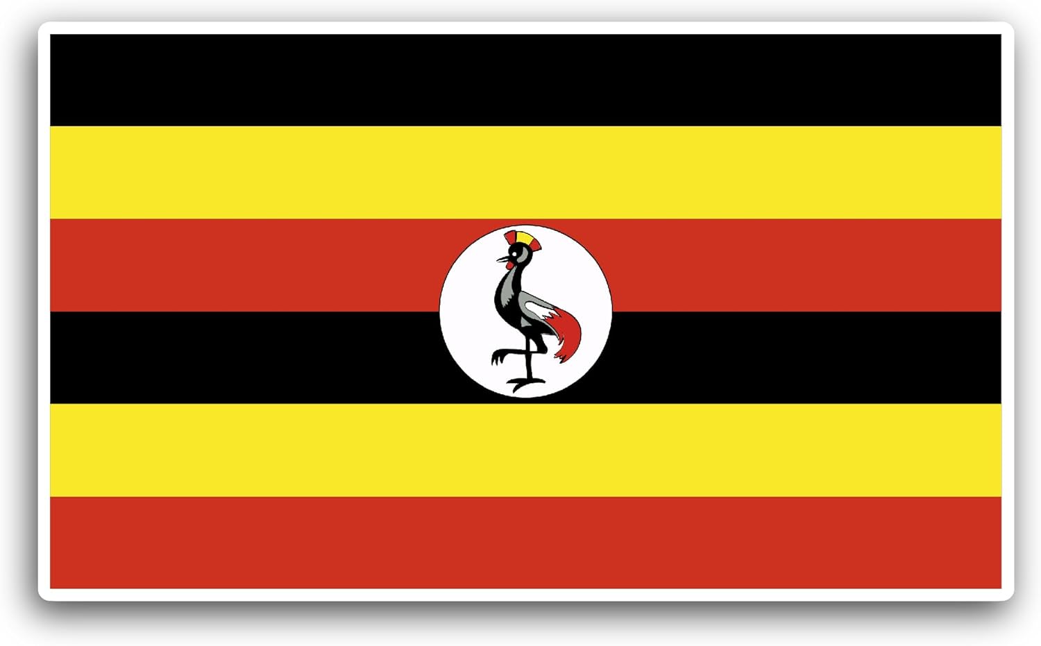 2 (Pieces) 3" and 5" Uganda Flag Sticker, Waterproof Vinyl Decals for Many Purpose Like Cars, Trucks, Laptops, Phones, Windows and More