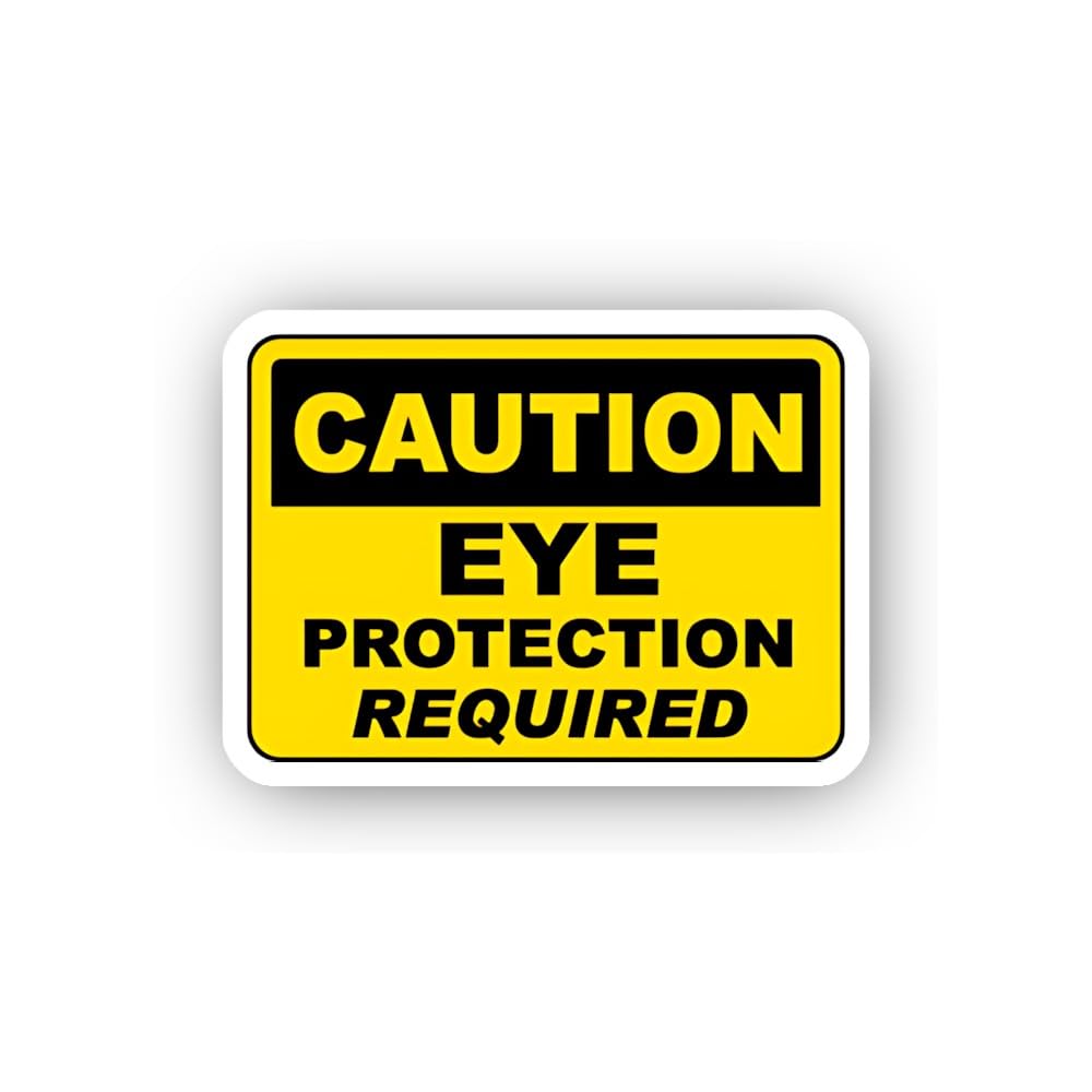 2 (Pieces) 3" and 5" Caution Eye Protection Mandatory Banner Sticker, Waterproof Vinyl Decals for Ma