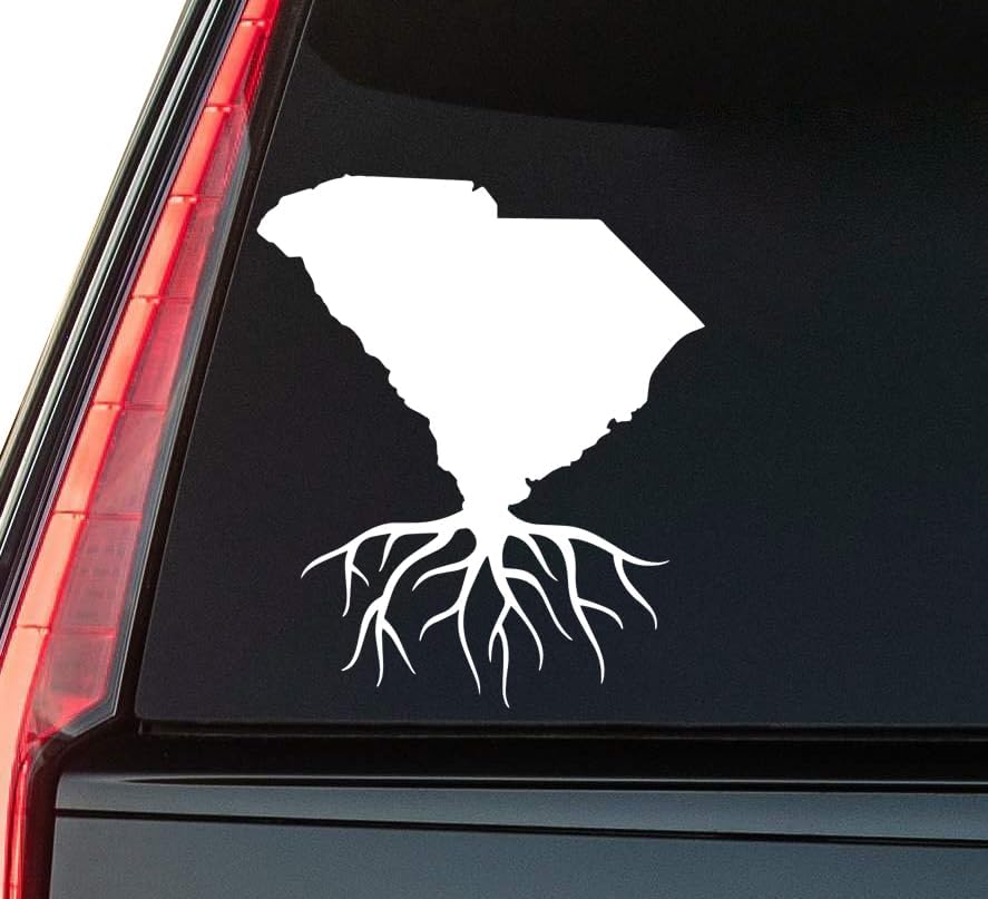 South Carolina Roots Window Vinyl Decal Sticker 6" (White), Waterproof Vinyl Decals for Many Purpose Like Cars, Trucks, Laptops, Phones, Windows and More