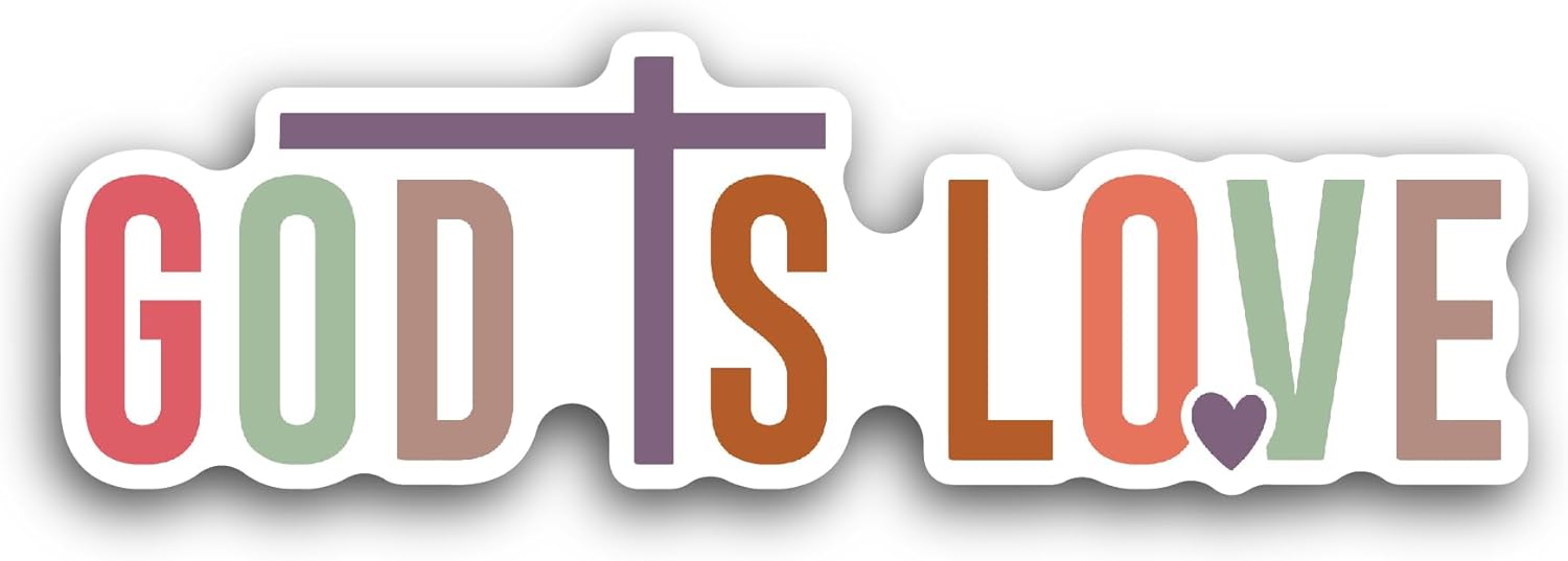 2 (Pieces) 3" and 5" God is Love Sticker, Waterproof Vinyl Decals for Many Purpose Like Cars, Trucks, Laptops, Phones, Windows and More