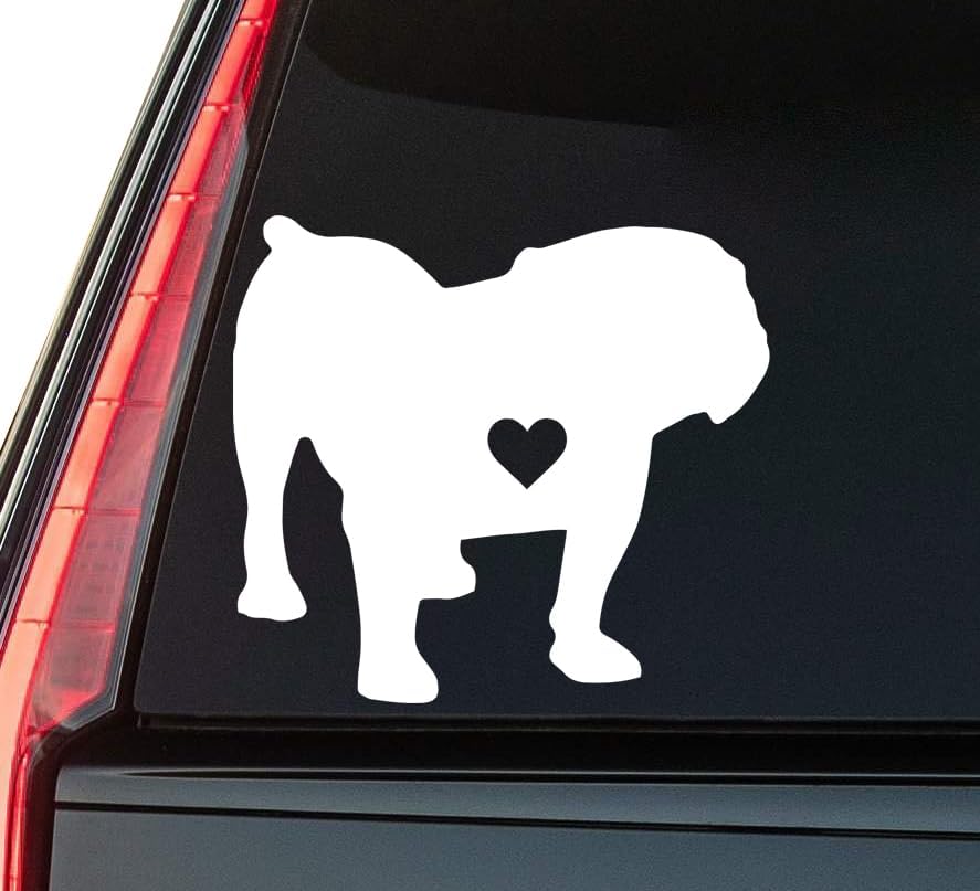 Bulldog Window Vinyl Decal Sticker 6" (White), Waterproof Vinyl Decals for Many Purpose Like Cars, Trucks, Laptops, Phones, Windows and More
