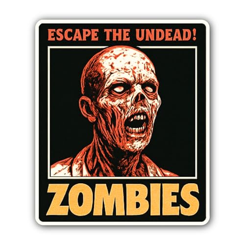2 (Pieces) 3" and 5" Zombie Sign Sticker, Waterproof Vinyl Decals for Many Purpose Like Cars, Trucks