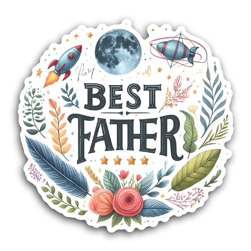 2 (Pieces) 3" and 5" Best Father Text Sticker, Waterproof Vinyl Decals for Many Purpose Like Cars, T