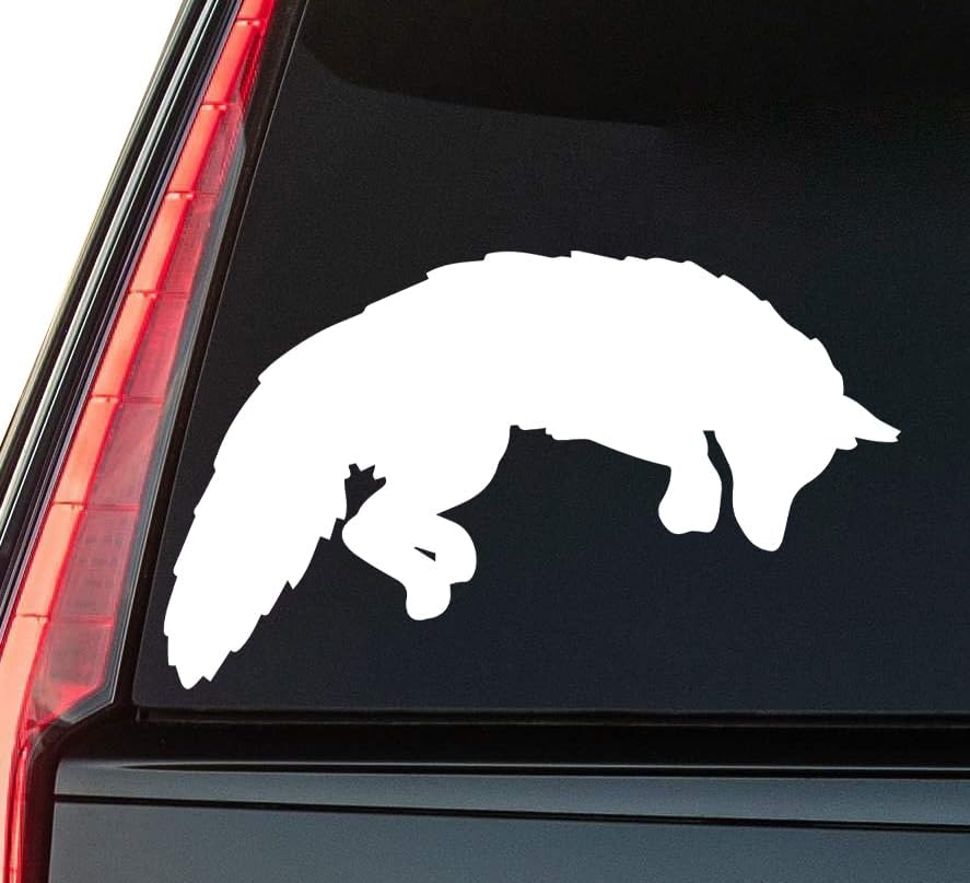 Jumping Fox Window Vinyl Decal Sticker 6" (White), Waterproof Vinyl Decals for Many Purpose Like Cars, Trucks, Laptops, Phones, Windows and More