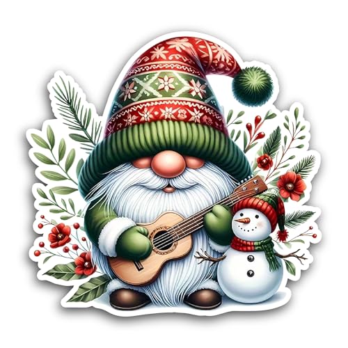 2 (Pieces) 3" and 5" Cute Christmas Gnome Sticker, Waterproof Vinyl Decals for Many Purpose Like Car