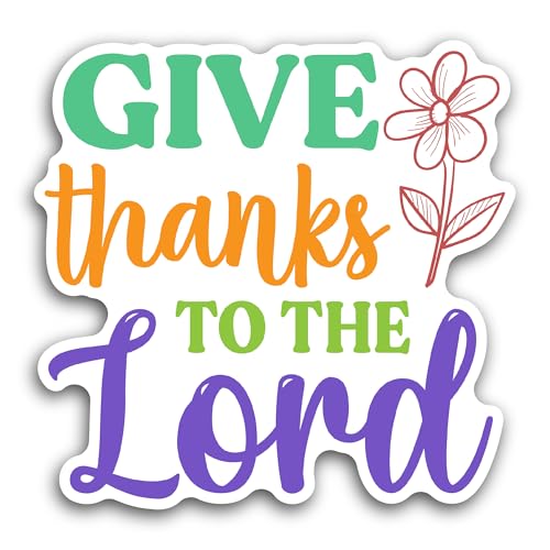 2 (Pieces) 3" and 5" Give Thanks Sticker, Waterproof Vinyl Decals for Many Purpose Like Cars, Trucks