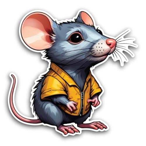2 (Pieces) 3" and 5" Cute Rat Sticker, Waterproof Vinyl Decals for Many Purpose Like Cars, Trucks, L