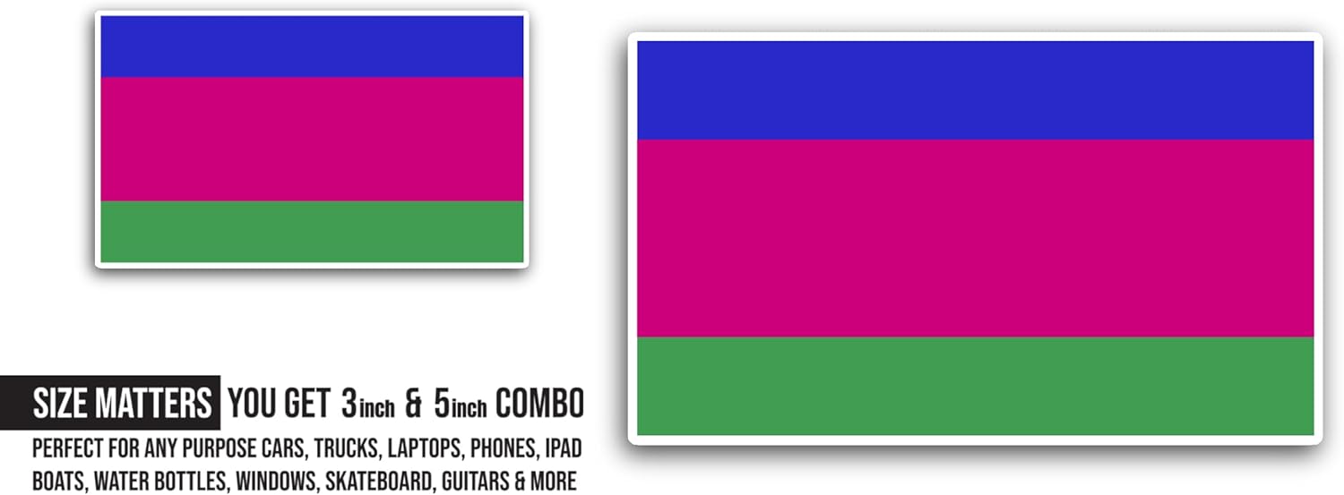 2 (Pieces) 3" and 5" Kuban Peoples Republic Flag Sticker, Waterproof Vinyl Decals for Many Purpose Like Cars, Trucks, Laptops, Phones, Windows and More
