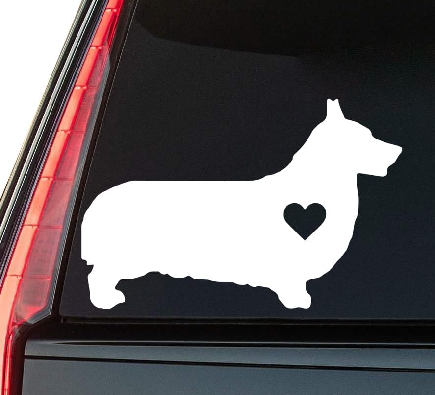 Corgi Dog Love Window Vinyl Decal Sticker 6" (White), Waterproof Vinyl Decals for Many Purpose Like Cars, Trucks, Laptops, Phones, Windows and More