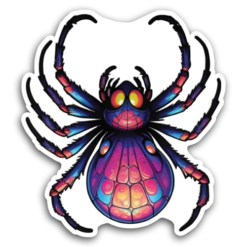 2 (Pieces) 3" and 5" Colorful Spider Closeup Sticker, Waterproof Vinyl Decals for Many Purpose Like 