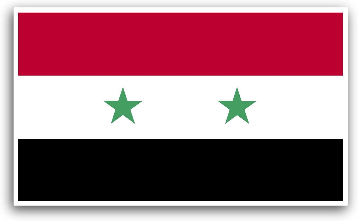 2 (Pieces) 3" and 5" Syria Flag Sticker, Waterproof Vinyl Decals for Many Purpose Like Cars, Trucks, Laptops, Phones, Windows and More