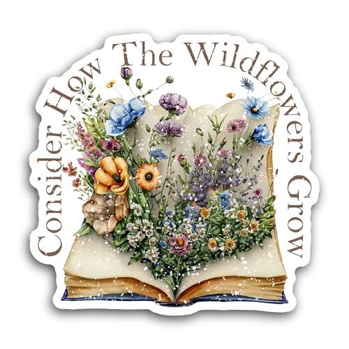 2 (Pieces) 3" and 5" Book with Flowers Sticker, Waterproof Vinyl Decals for Many Purpose Like Cars, 