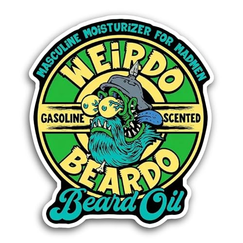2 (Pieces) 3" and 5" Weirdo Beardo Sticker, Waterproof Vinyl Decals for Many Purpose Like Cars, Truc