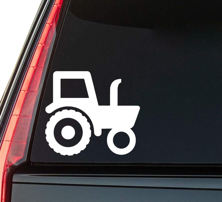 Tractor Icon Window Vinyl Decal Sticker 6" (White), Waterproof Vinyl Decals for Many Purpose Like Cars, Trucks, Laptops, Phones, Windows and More